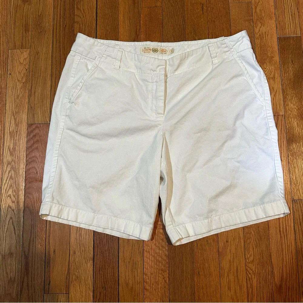 J Crew Shorts White‎ Broken In Chino Classic Twill Sz 12 8.5” Inseam